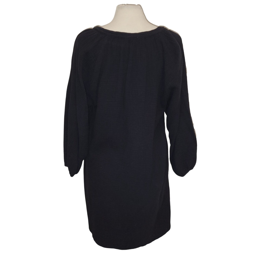 Nation LTD Gauze Muslin Black 100% Cotton Shift Shirt Mini Dress S - Picture 5 of 10